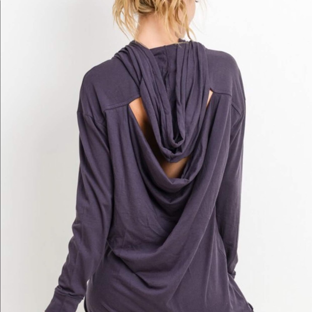 Mono B Triangle Cutout Pullover Hoodie NWT